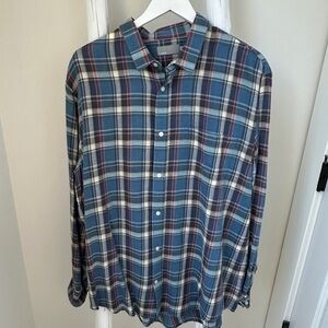 Vince Blue and Red Plaid Long Sleeve Shirt SZ XXL